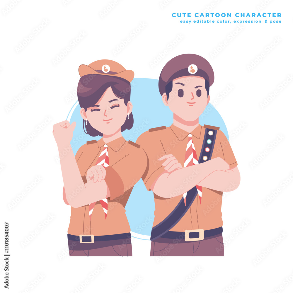 Obraz premium happy pramuka day cartoon character illustration