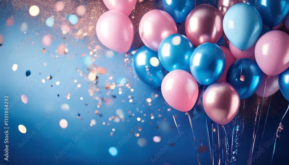 Blue and pink balloons with confetti create a vibrant scene ideal for celebrations part_1(837) Blue and pink balloons with confetti create a vibrant scene ideal for celebrations part_1(837)