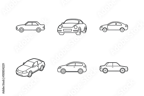 car line art icon vector illustration outline design