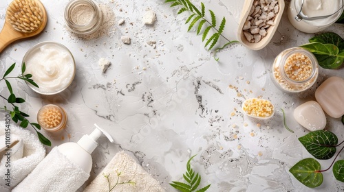 Wallpaper Mural Flatlay of natural spa products on marble surface Torontodigital.ca