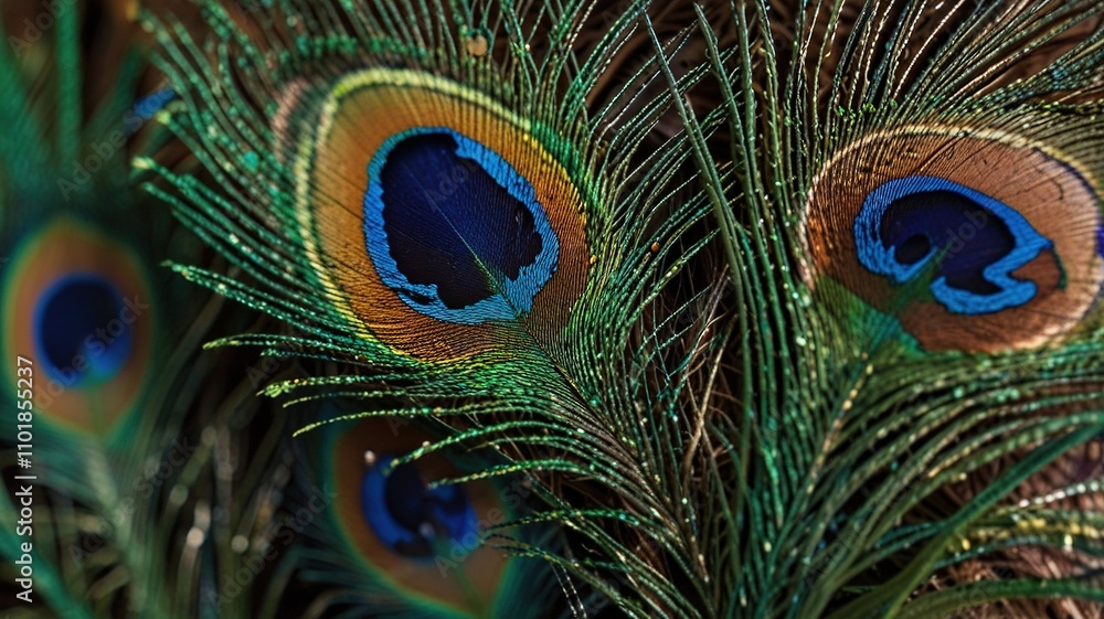 Fototapeta premium Close-Up of a Vibrant Peacock Feather