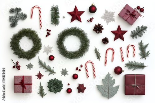 Festive decorations arranged for Christmas celebration during winter season