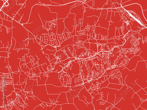 Christmas Map of Jastrzebie Zdroj, Poland in Snowy White on Festive Red Background. photo