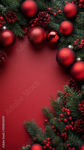 Festive red and green arrangement for holiday celebrations and winter decorat...