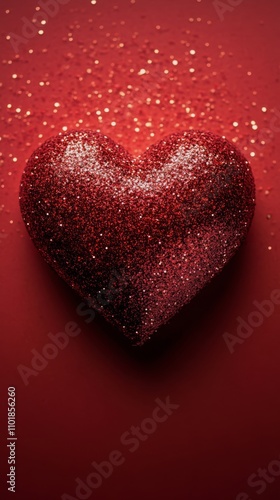 Glittering red heart symbolizes love and celebration during festive occasions