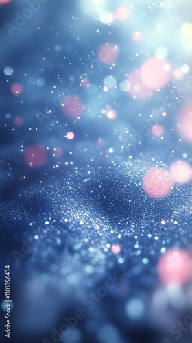 Sparkling blue and pink bokeh lights create a magical atmosphere in a soft glow