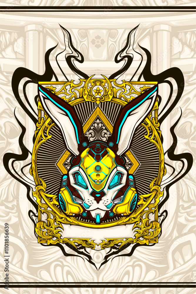 samurai rabbit cyberpunk vector illustration samurai rabbit cyberpunk vector illustration