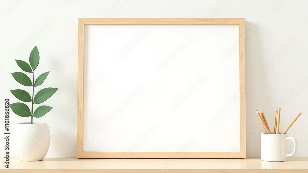 White layout for text with wooden frame White layout for text with wooden frame