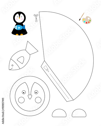 Penguin template for coloring and building