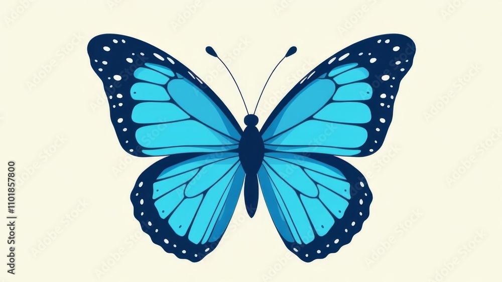 Obraz premium blue butterfly on white background