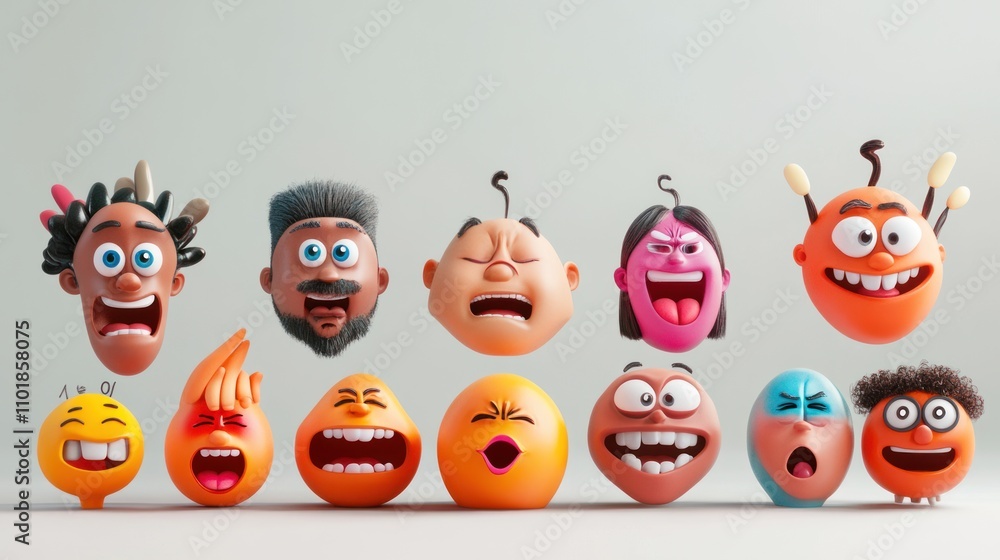Diverse 3D Emojis Displaying A Range Of Human Emotions Diverse 3D Emojis Displaying A Range Of Human Emotions