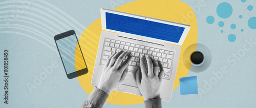 Creative woman typing on a laptop