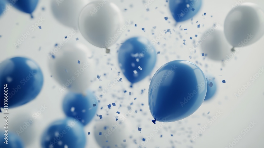 Colorful balloons floating in the air at a festive celebration with confetti Colorful balloons floating in the air at a festive celebration with confetti