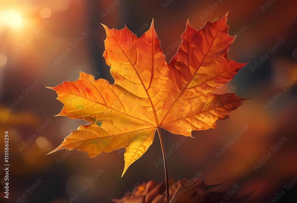 Cozy autumn sketches: bright maple leaves sparkle in the sun