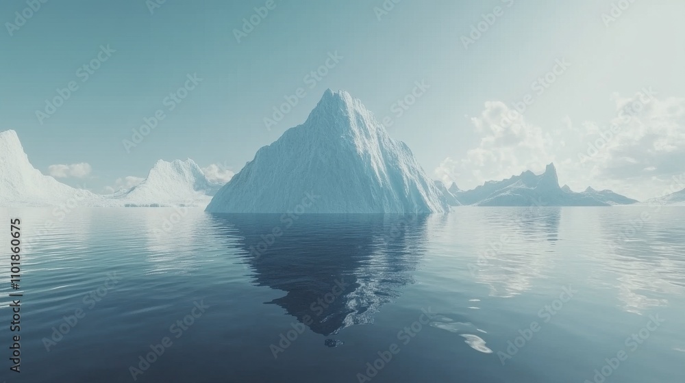 custom made wallpaper toronto digitalIceberg floating on calm arctic ocean with snowy mountains in background