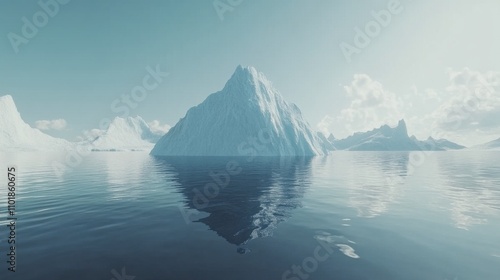 Wallpaper Mural Iceberg floating on calm arctic ocean with snowy mountains in background Torontodigital.ca