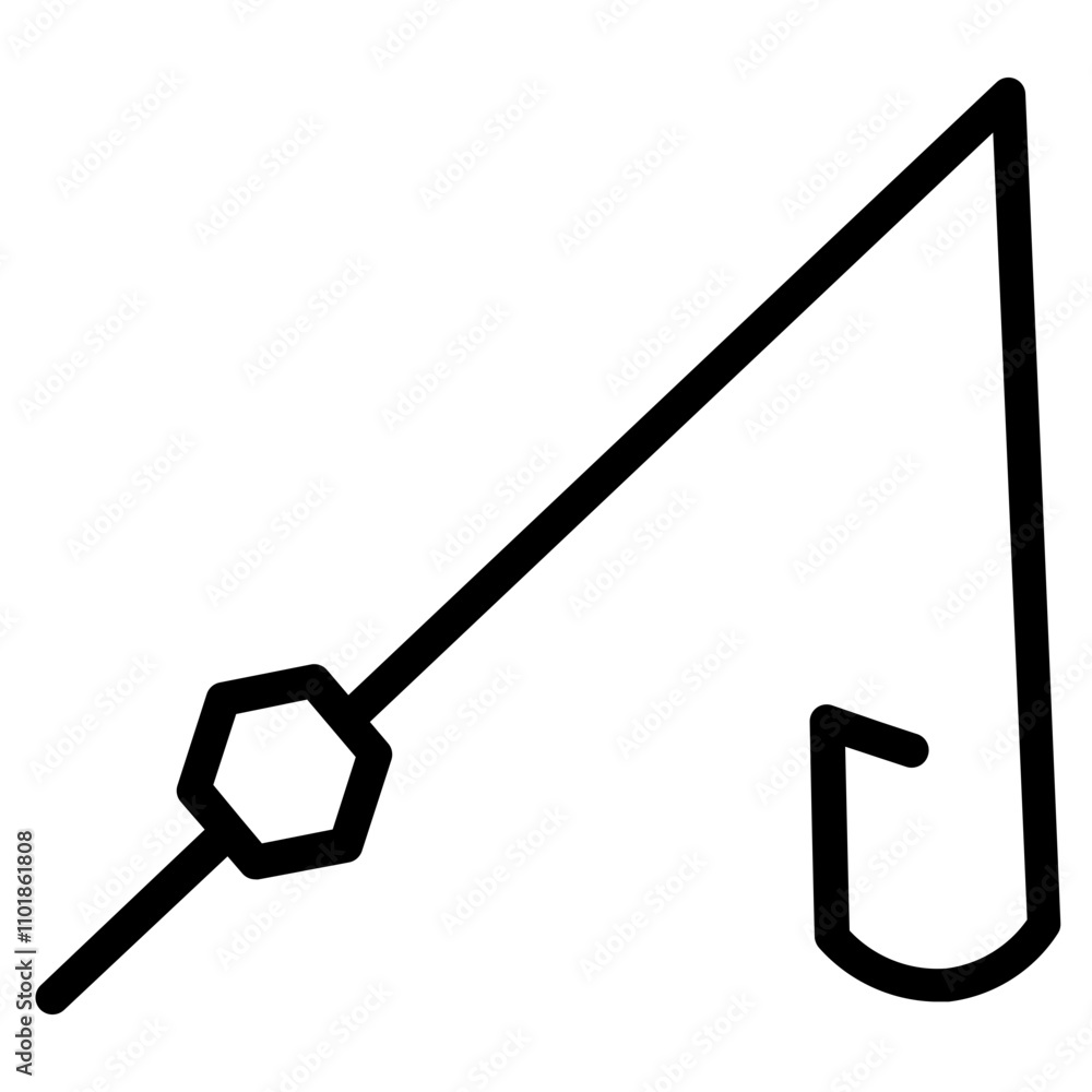 Naklejka premium Fishing Sport Activity Line Icon