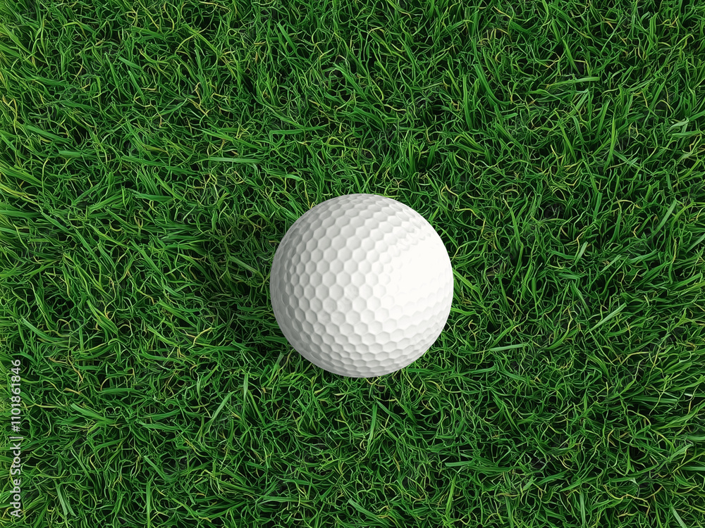 Golf ball on grass, Created with Generative AI technology Golf ball on grass, Created with Generative AI technology