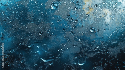 Water Droplets on a Blue Surface