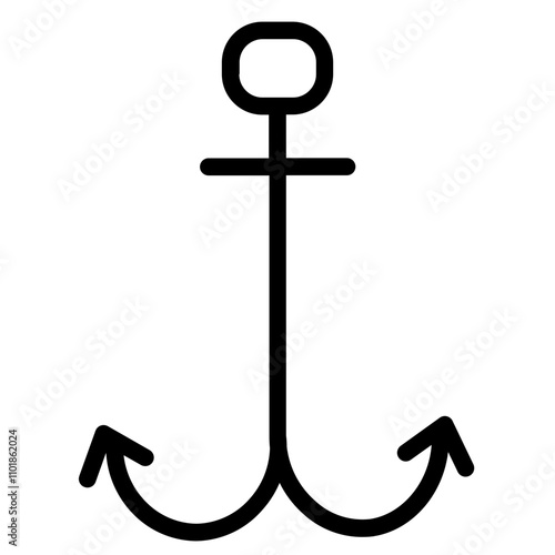 Anchor Sea Fish Line Icon