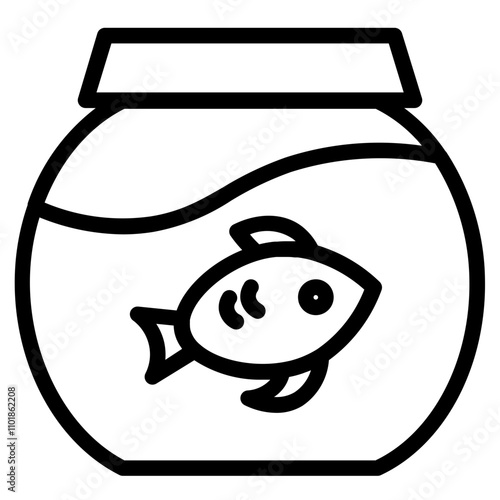 Aquarium Bowl Fish Line Icon