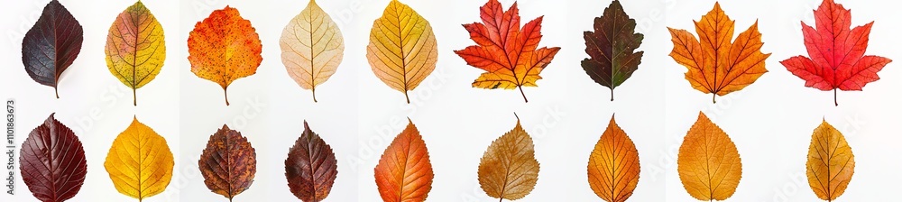 A set of autumn leaves isolated on a white background. High resolution. A set of autumn leaves isolated on a white background. High resolution.