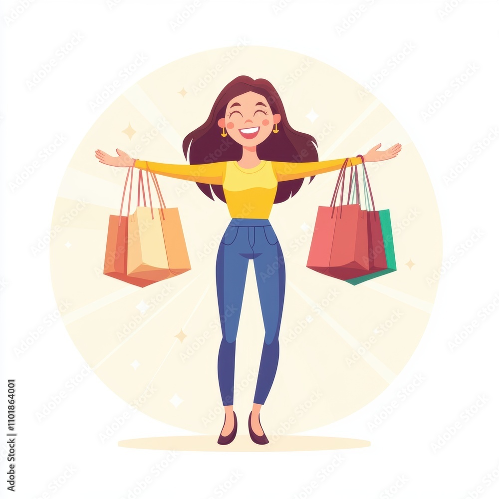 Female shopping with shopping bags in holiday season. Female shopping with shopping bags in holiday season.