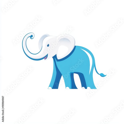 A playful blue elephant illustration, perfect for children's themes, educational materials, or fun graphic designs. photo