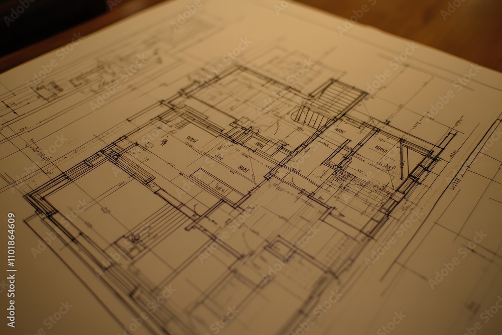 Architectural Blueprint Showing House Floor Plan Design Architectural Blueprint Showing House Floor Plan Design