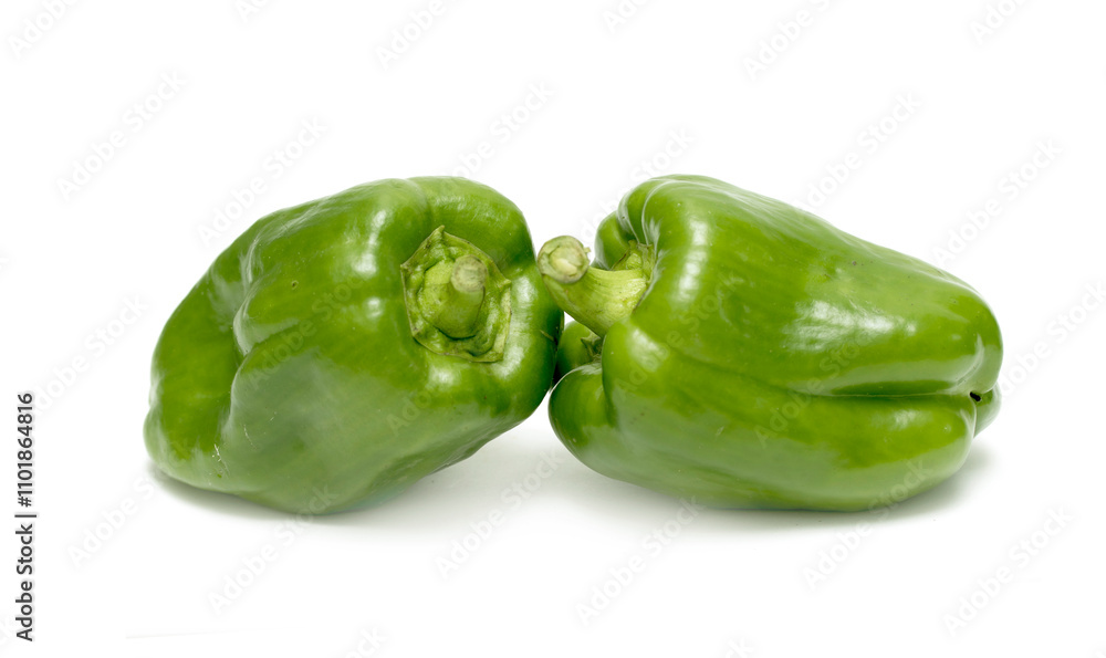 green bell pepper on a white background green bell pepper on a white background
