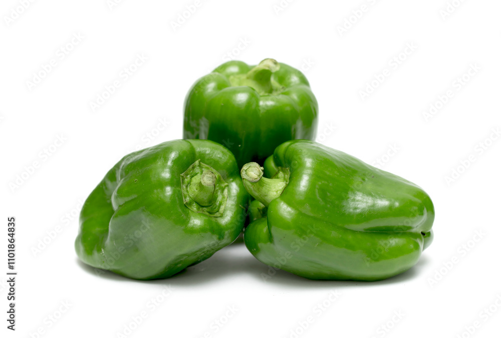 green bell pepper on a white background green bell pepper on a white background