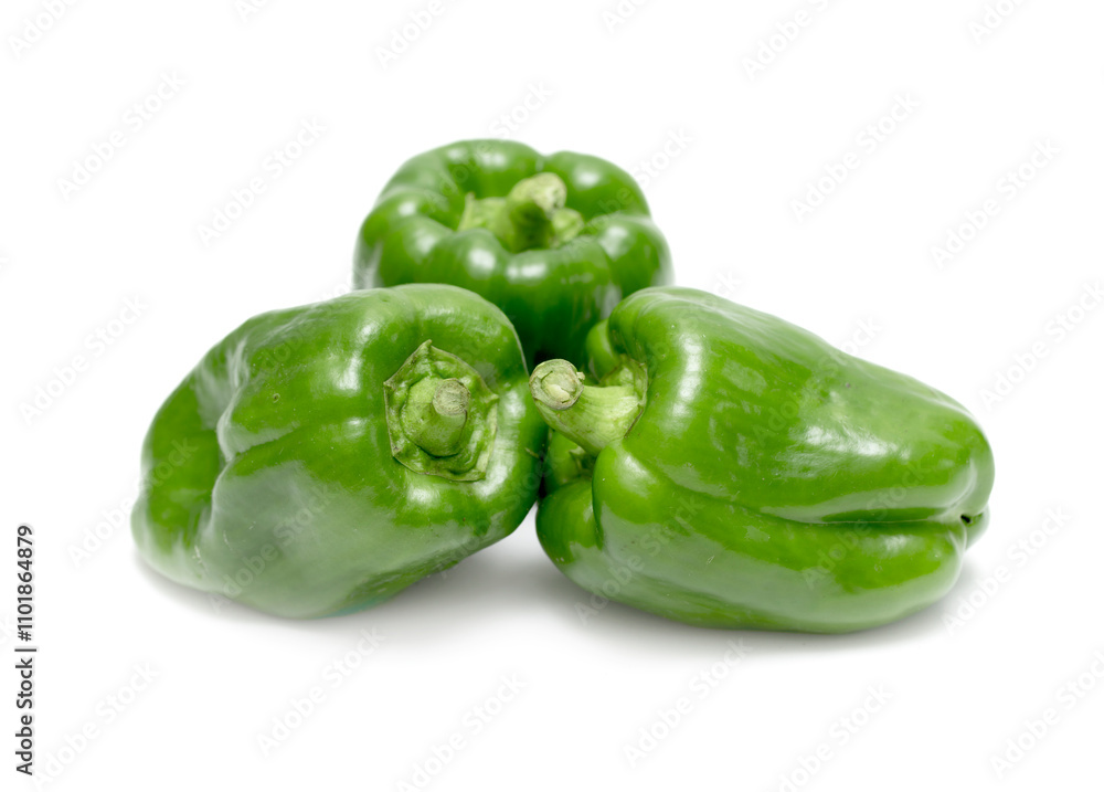 green bell pepper on a white background green bell pepper on a white background