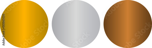 Metal Texture Set - gold, silver and bronze. Vector shiny and metallic gradient color