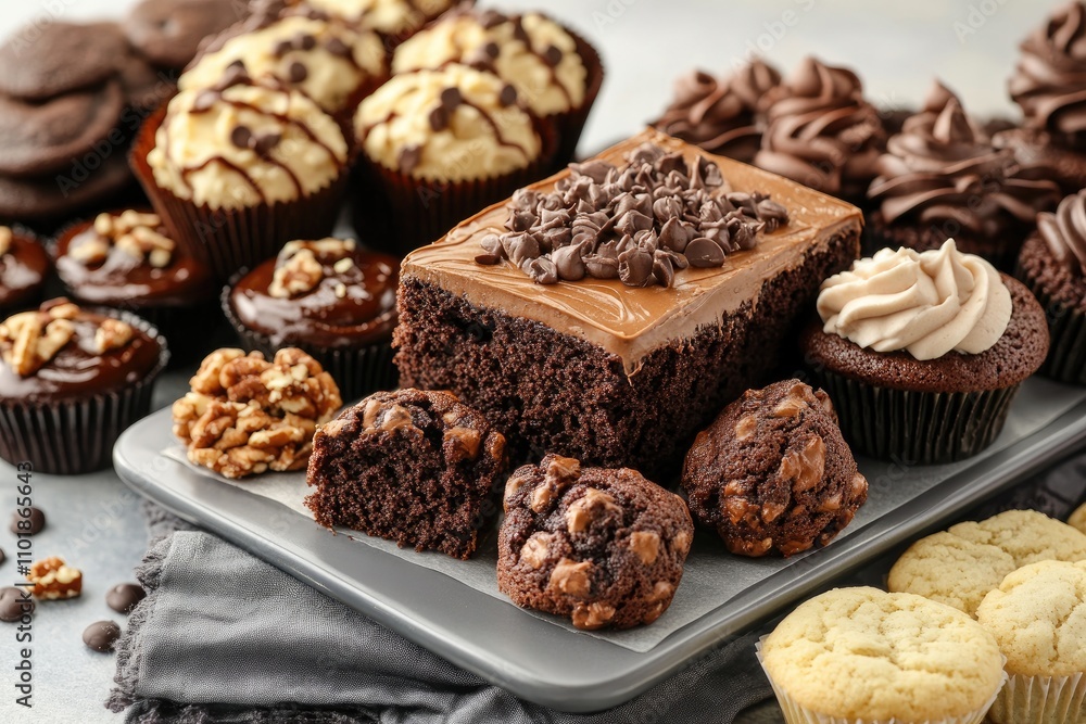 Fototapeta premium Assorted Chocolate Cakes Cupcakes and Cookies