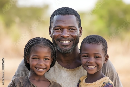 Smiling family enjoying togetherness at a beach during a sunny day