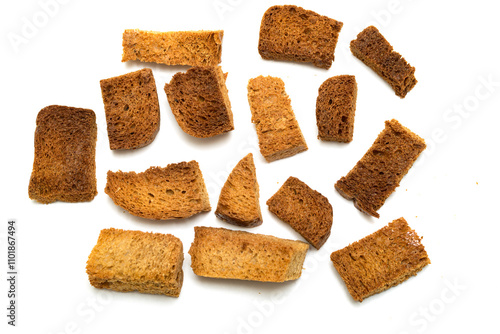 crumbs of bread croutons photo