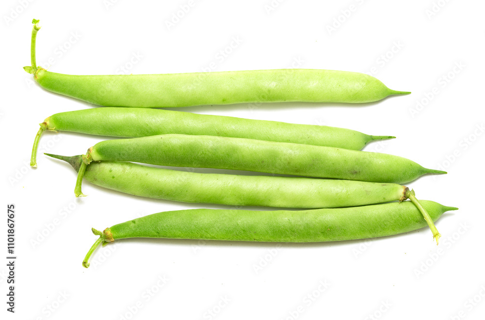 pods of green beans on white background pods of green beans on white background
