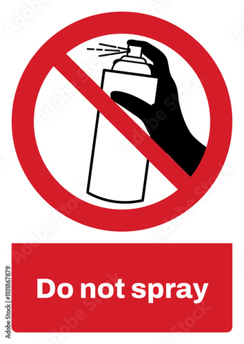 ISO prohibition safety signs sentence case text_do not spray_portrait  size a4/a3/a2/a1	 