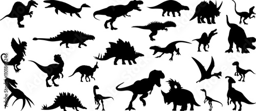 dinosaurs set, silhouette vector collection