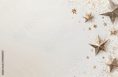Decorative stars and glitter arranged on a plain background for holiday celeb...