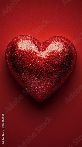 Glittering red heart symbolizes love and celebration during festive occasions