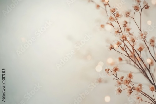 Delicate dried flowers on a light textured background for creative design