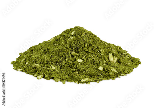pile of Brazilian green yerba mate or Brazil Chimarrao isolated on white background