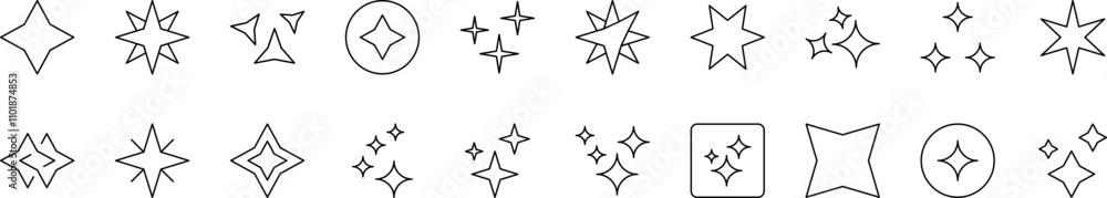 Sparkles and Stars Related Icon Set. Editable Stroke. Suitable for Web Sites, Books, Cards, Apps