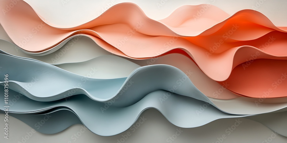 Fototapeta premium Abstract pastel-colored wavy layers.