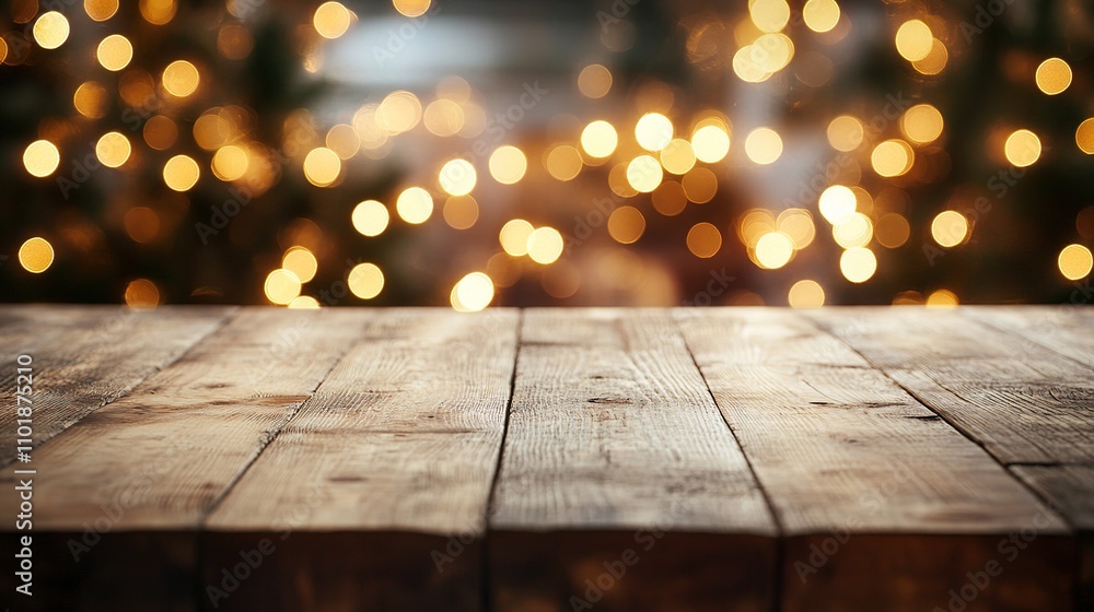 Beautiful Empty Wood Table Top Against Blurred Background Lights Beautiful Empty Wood Table Top Against Blurred Background Lights