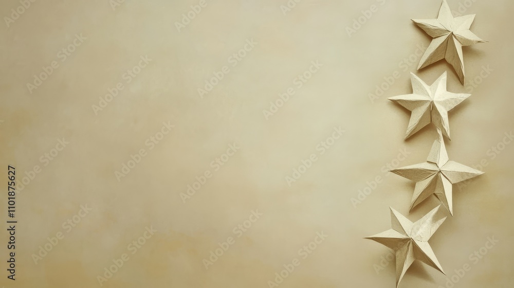 Decorative paper stars arranged on a neutral background for festive decoration ideas Decorative paper stars arranged on a neutral background for festive decoration ideas