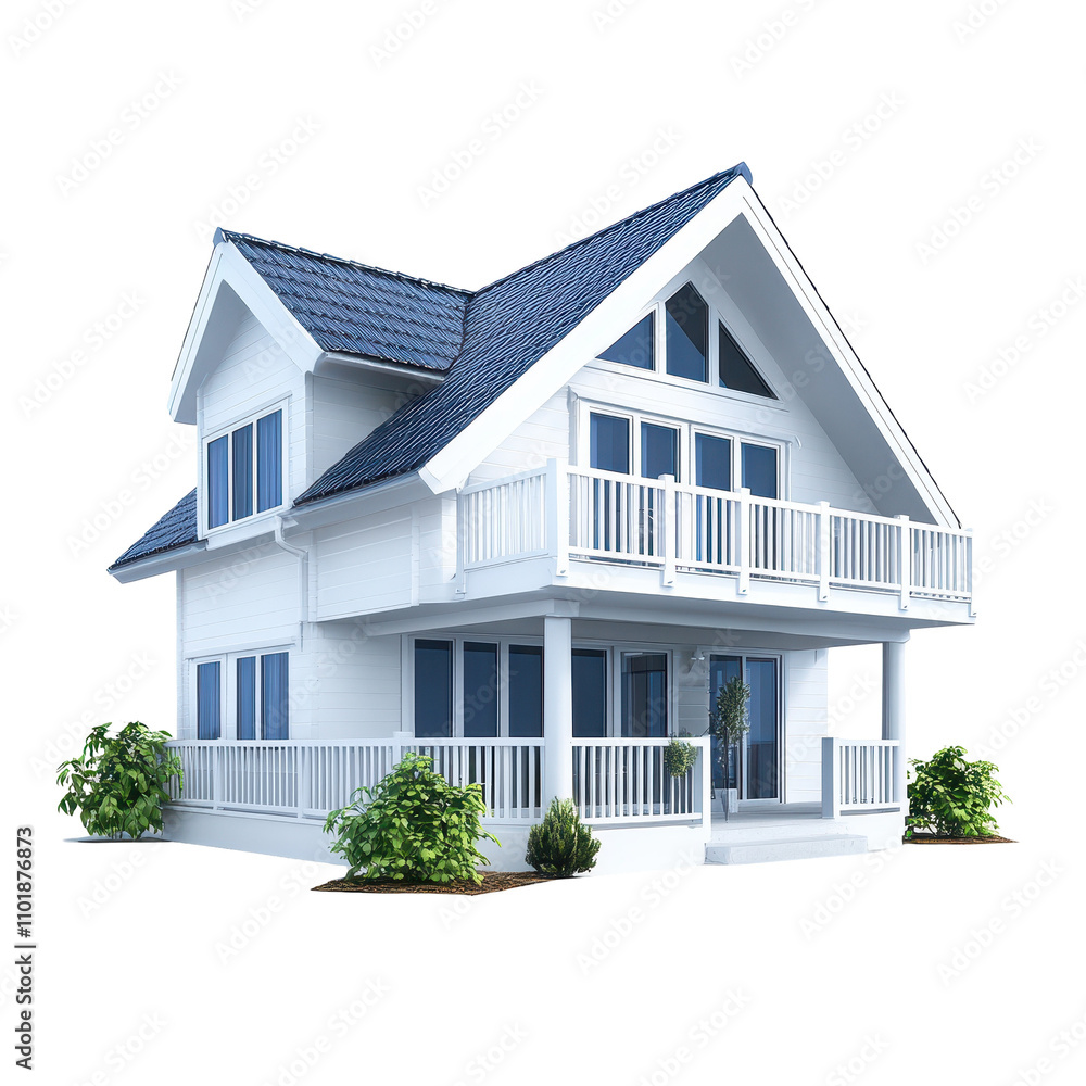 A large white house with a blue roof and blue trim A large white house with a blue roof and blue trim