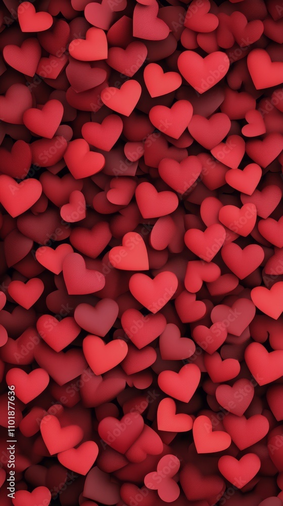 Colorful collection of heart shapes in various shades of red, perfect for decoration or celebration Colorful collection of heart shapes in various shades of red, perfect for decoration or celebration