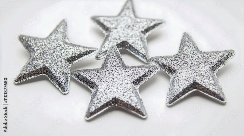 Shiny Silver Star Jewel Stickers with Glitter Accents, Perfect for Crafts and Decorations, Isolated on a Clean White Background. Shiny Silver Star Jewel Stickers with Glitter Accents, Perfect for Crafts and Decorations, Isolated on a Clean White Background.
